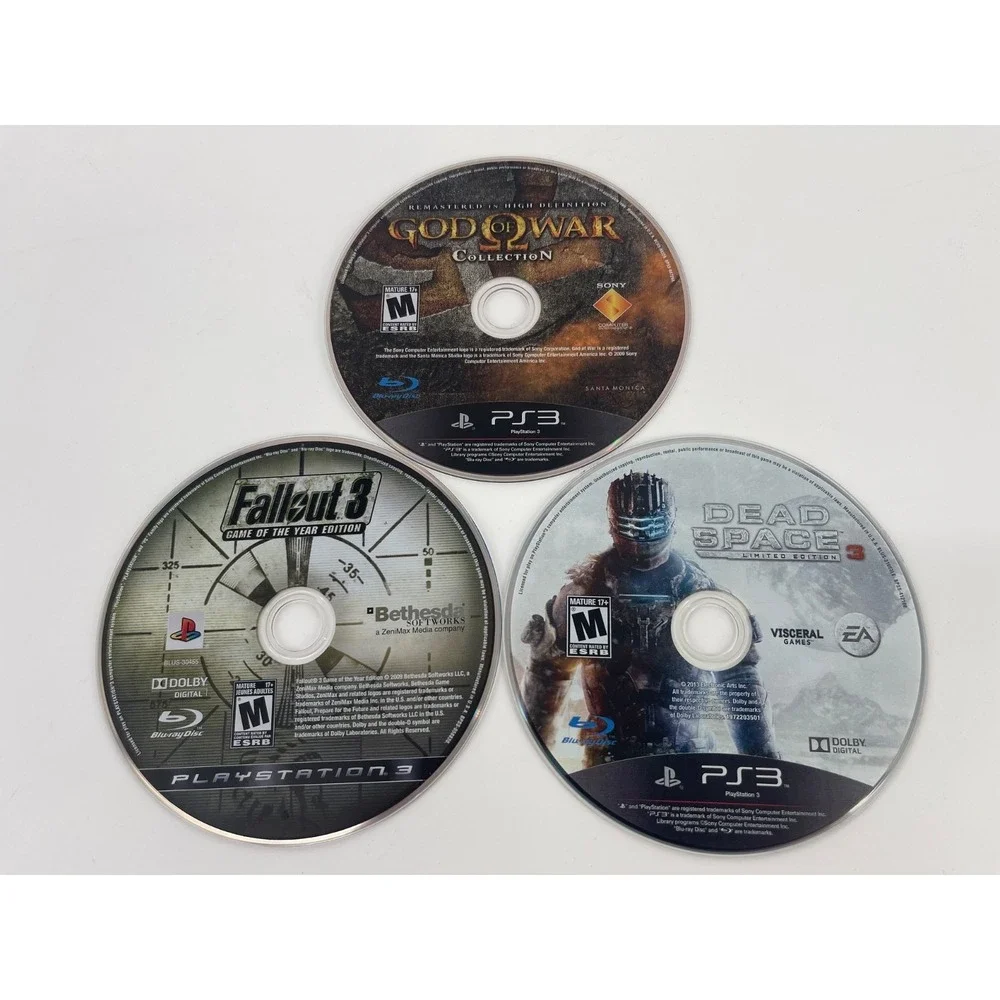 Sony PS3 Game Bundle God of War Fallout 3 Dead Space 3 Multi Good 3-Disc Lot
